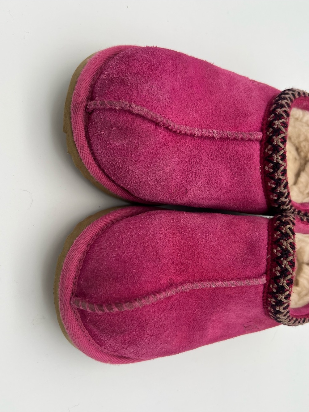 UGG Tasman kids girls size 1 Suede Slip-On Shearling Clogs mules pink leather - Picture 10 of 10